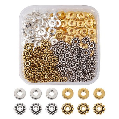 200Pcs 4 Styles Tibetan Style Alloy Spacer Beads FIND-YW0003-77-1