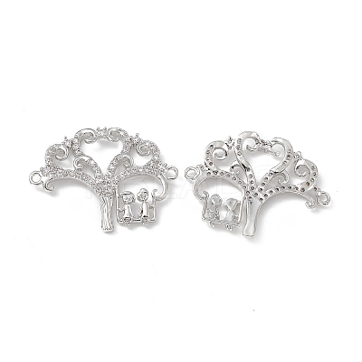 Brass Micro Pave Clear Cubic Zirconia Connector Charms KK-E068-VB054-1