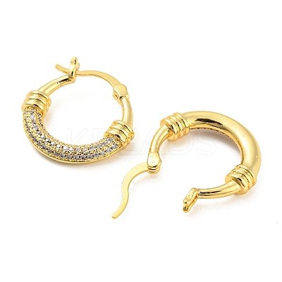 Brass Micro Pave Clear Cubic Zirconia Hoop Earrings EJEW-Q785-06G-1