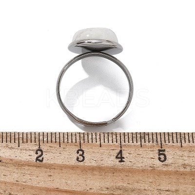 Half Round Natural Howlite Finger Rings RJEW-M062-01P-20-1