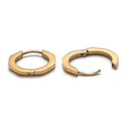 304 Stainless Steel Octagon Huggie Hoop Earrings STAS-J033-04B-G-1