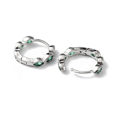 Green Cubic Zirconia Horse Eye Wrap Hoop Earrings LS-EJEW-K083-34P-C-1