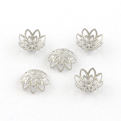 Tarnish Resistant 8-Petal Flower 304 Stainless Steel Fancy Bead Caps STAS-R083-16-1