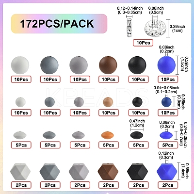 162Pcs Silicone Beads SIL-YW0001-92-1