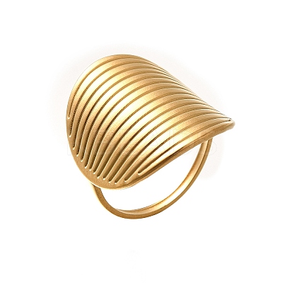Oval 304 Stainless Steel Cuff Rings for Women RJEW-G339-01G-1