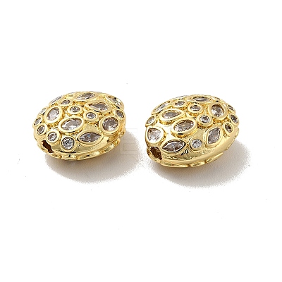 Oval Brass Micro Pave Cubic Zirconia Beads KK-G419-16G-02-1