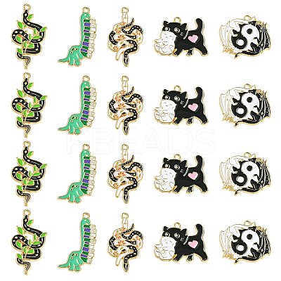20Pcs 5 Styles Alloy Enamel Pendants ENAM-CJ0005-74-1