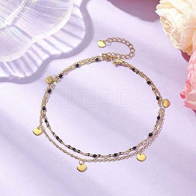304 Stainless Steel Double Layer Chain Anklets AJEW-AN00632-05-1