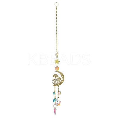 Brass Hanging Suncatchers HJEW-P018-A03-1