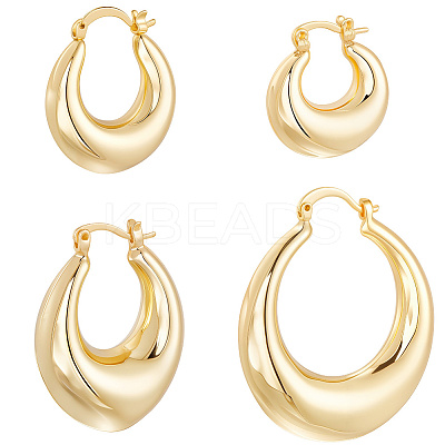 4 Pairs 4 Styles Rack Plating Brass Chunky Hoop Earrings for Women EJEW-BBC0001-94-1