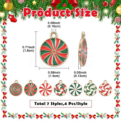 28Pcs 7 Colors Christmas Alloy Enamel Pendants ENAM-YW0008-06-1
