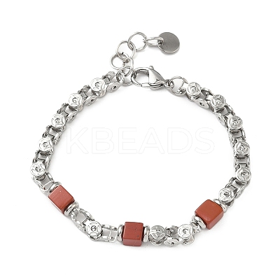 Natural Red Jasper Link Chain Bracelets for Women BJEW-Z148-06P-01-1