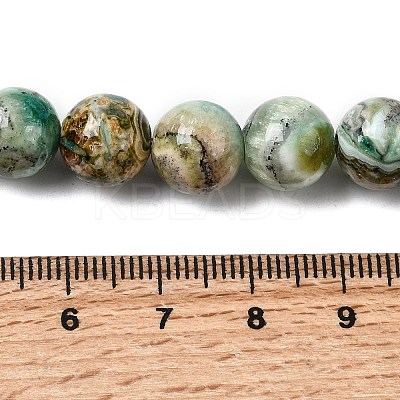 Natural Green Line Jasper  Beads Strands X-G-L639-A01-6mm-1