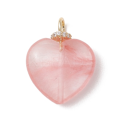 3Pcs 3 Styles Opalite & Cherry Quartz Glass & Natural Rose Quartz Pendants PALLOY-JF04933-1