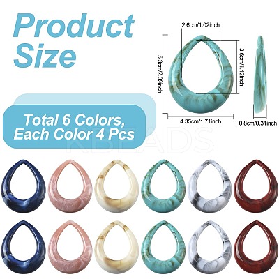 24Pcs 6 Colors Acrylic Big Pendants OACR-FS0002-65-1