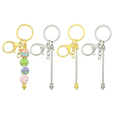 4Pcs 2 Colors Alloy Bar Beadable Keychain for Jewelry Making DIY Crafts KEYC-CJ0001-08-1