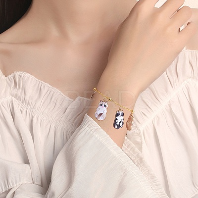 18Pcs 6 Styles Alloy Enamel Pendant Cartoon Little Cat Alloy Printing Pendant DIY Necklace Bracelet Pendant Earring Accessories JX585A-1
