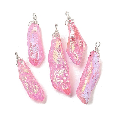 Electroplated Raw Rough Natural Quartz Crystal Big Pendants G-A229-02P-05-1