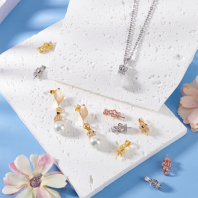 16Pcs 4 Colors Brass Micro Pave Cubic Zirconia Pendant Bails FIND-PH0021-30-1