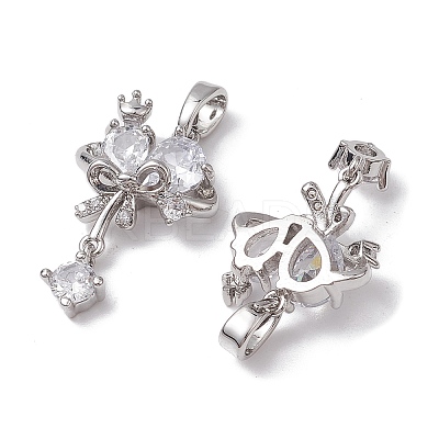 Brass Micro Pave Clear Cubic Zirconia Pendants KK-K360-10P-1