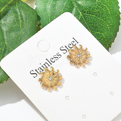 304 Stainless Steel Rhinestone Stud Earrings for Women STAS-Z117-13G-1