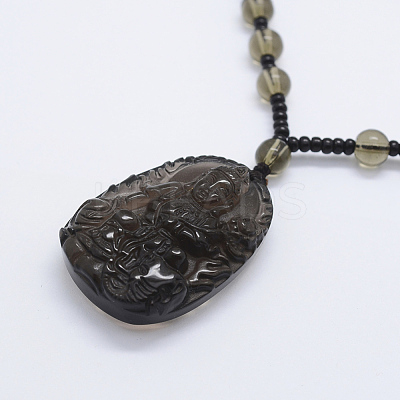 Glass Beaded Pendant Necklaces NJEW-E116-02-1