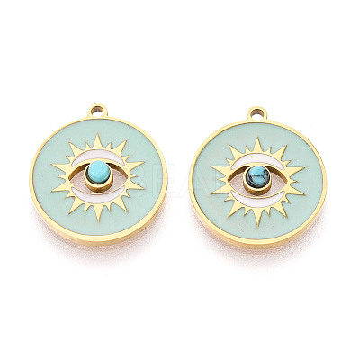 316 Surgical Stainless Steel Enamel Pendants STAS-M073-06G-1