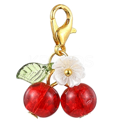 8Pcs 8 Colors Cherry Glass Pendant Decorations HJEW-JM02716-1
