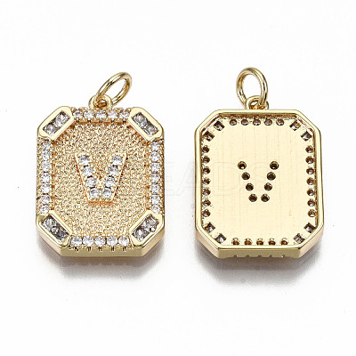 Brass Micro Pave Clear Cubic Zirconia Pendants KK-S356-234V-G-NF-1