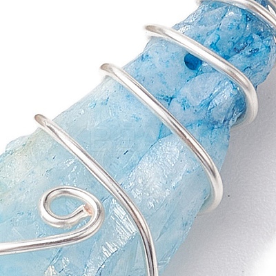 Electroplated Natural Quartz Crystal Copper Wire Wrapped Pendants PALLOY-JF02676-02-1