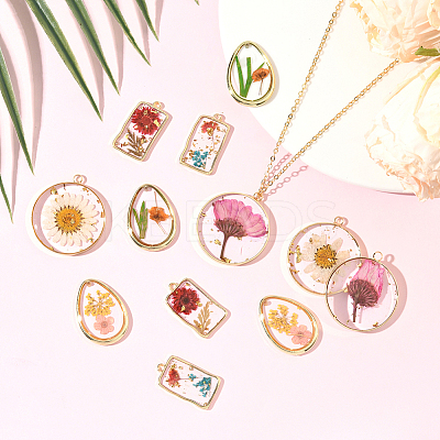 12Pcs 6 Styles Transparent Clear Epoxy Resin Pendants RESI-SC0036-60B-1