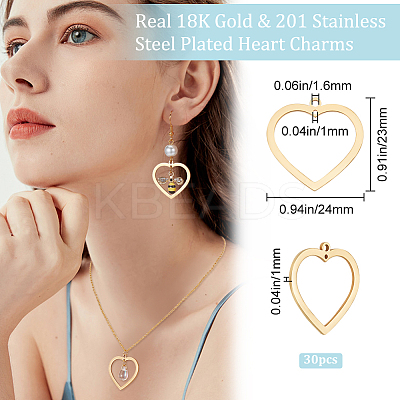 30PCS 201 Stainless Steel Pendants STAS-BBC0002-34-1