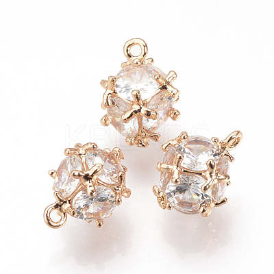 Brass Cubic Zirconia Charms ZIRC-T003-20KC-1