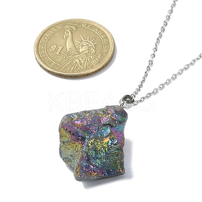 Natural Mixed Gemstone Nugget Pendant Necklace with 304 Stainless Steel Chains NJEW-JN04385-1