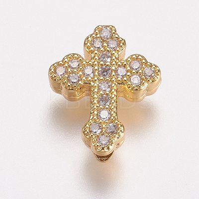 Brass Micro Pave Cubic Zirconia Beads ZIRC-E143-23G-1