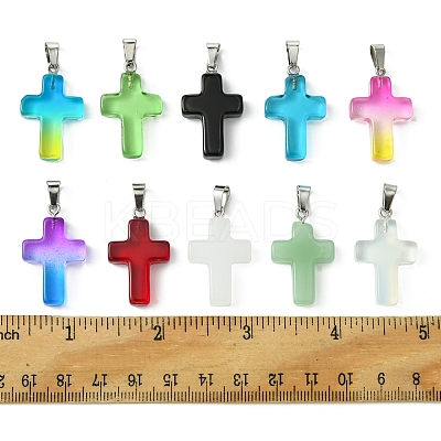 10Pcs 10 Colors Glass Pendant GLAA-FS0001-83-1