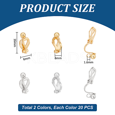 40Pcs 2 Colors Brass Clip-on Earring Findings. with Loop KK-UN0001-76-1