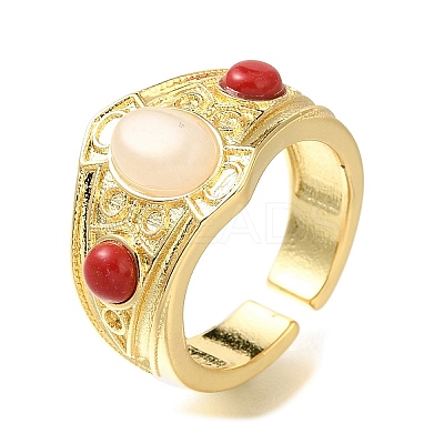 Rack Plating Brass Open Cuff Rings for Women RJEW-M022-10G-1