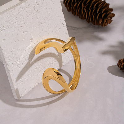 Elegant 304 Stainless Steel Fluid Shape Open Cuff Bangles for Women KV3982-1