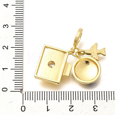 Brass Enamel Airplane & Earth & Camera European Dangle Charms KK-M309-18G-01-1