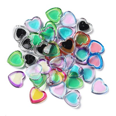 Transparent Two Tone Resin Cabochons RESI-E045-04-1