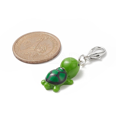 5Pcs 5 Colors Tortoise Resin Pendant Decorations HJEW-JM00864-1