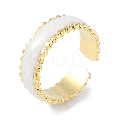 Ion Plating(IP) 304 Stainless Steel Enamel Cuff Finger Rings RJEW-L107-083G-01-1