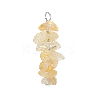 3Pcs Natural Citrine & Green Aventurine & Synthetic Blue Goldstone Chip Beaded Constellation Pendants PALLOY-JF03043-06-1