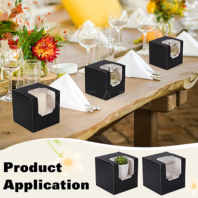 Cube Paper Cupcake Storage Boxes with Visible Window LS-BAKE-WH0002-002C-1