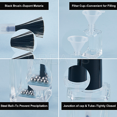Transparent Glass with Plastic Nail Polish Empty Bottle AJEW-GF0009-74C-1
