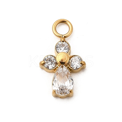 304 Stainless Steel Micro Pave Cubic Zirconia Pendants STAS-P431-40A-G-1