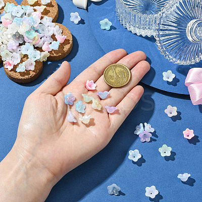 480Pcs 12 Colors Acrylic Bead Caps OACR-SC0002-31-1
