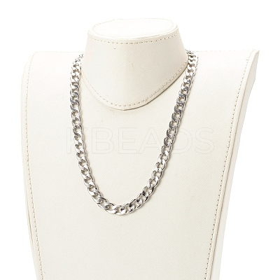 Tarnish Resistant Unisex 304 Stainless Steel Cuban Chain Necklaces NJEW-JN03489-01-1