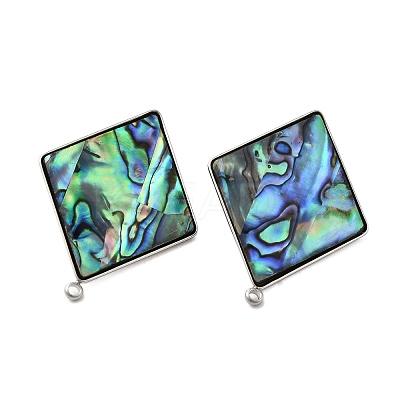 304 Stainless Steel Pave Natural Paua Shell Stud Earring Findings STAS-Z125-05P-1